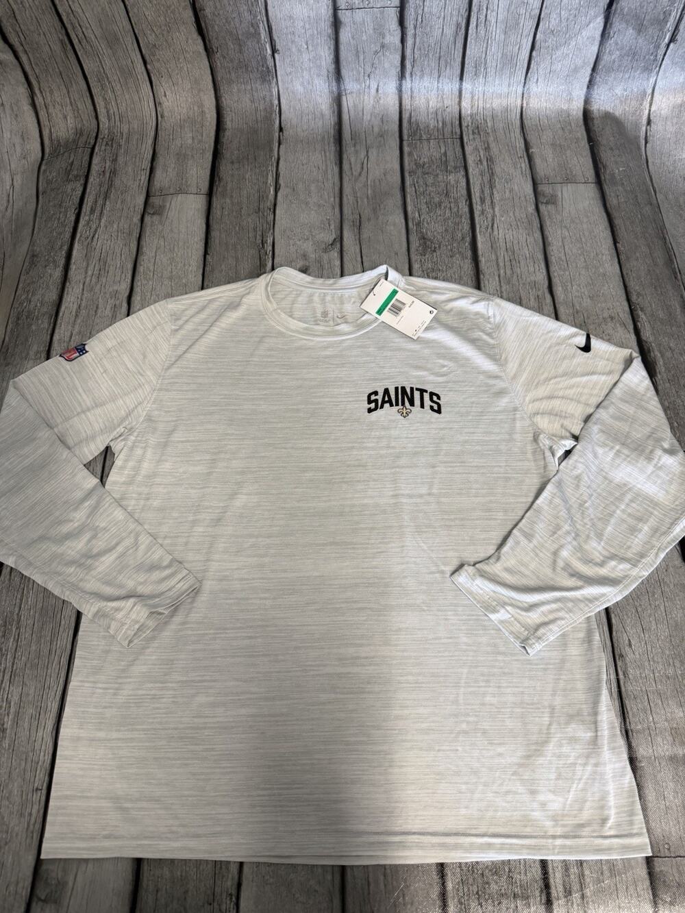 NWT Men’s Nike New Orleans Saints LS Dri Fit Tshirt XL On Field Grey- READ